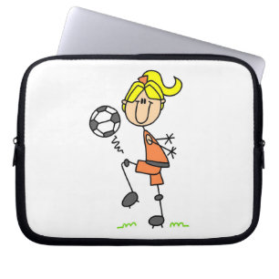 Blonde Stick Figure Soccer Player Girl Gifts Laptop Sleeve