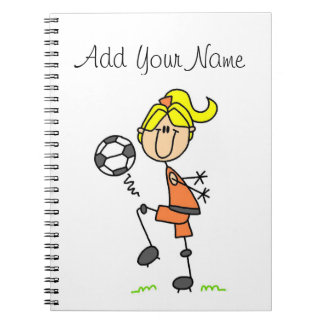 Blonde Stick Figure Soccer Player Girl Gifts Notebook