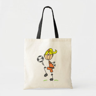 Blonde Stick Figure Soccer Player Girl Gifts Tote Bag
