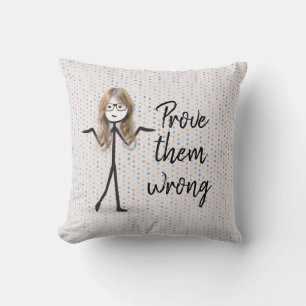 Blonde Stick Girl with Glasses  Throw Pillow