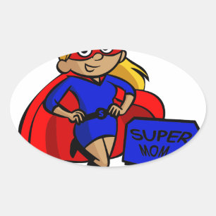 blonde super mom oval sticker