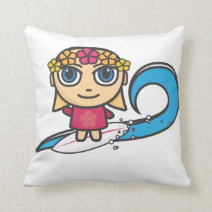 Blonde Surfer Girl American Pillow/Cushion Throw Pillow