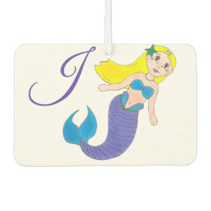 Blonde Swimming Mermaid Girl Bubbles Ocean Initial Air Freshener