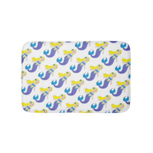 Blonde Swimming Mermaid Girl Purple Tail Ocean Sea Bath Mat