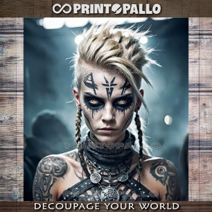 Blonde Viking  Warrior Woman with runes -  Tissue Paper