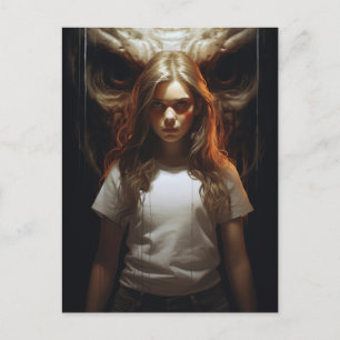 Blonde Woman and a Demon Postcard