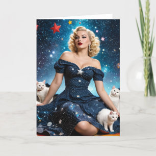 Blonde Woman and Cats Blank Inside All Occasion Card