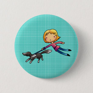 Blonde woman Dog walking 2 Inch Round Button
