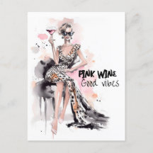 Blonde woman in leopard dress with glass of wine