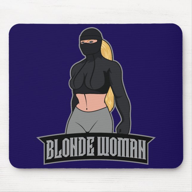Blonde Woman Mousepad Blue (Front)