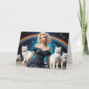 Blonde Woman White Cats Blank Inside All Occasion Card