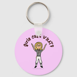 Blonde Womens Football Referee Keychain