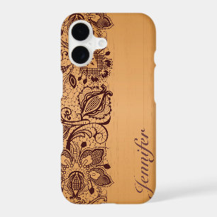 Blonde Wood & Vintage Brown Lace Monogram