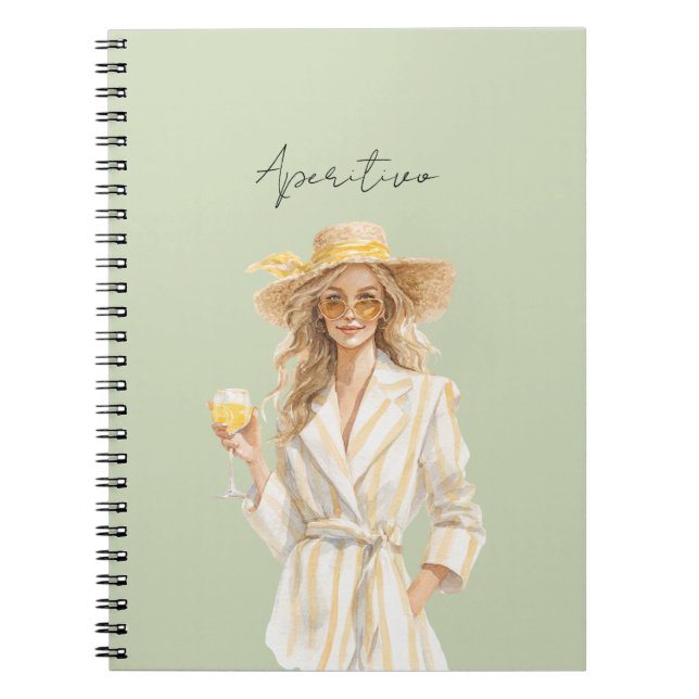 Blonde Yellow Dress Aperitivo Notebook (Front)