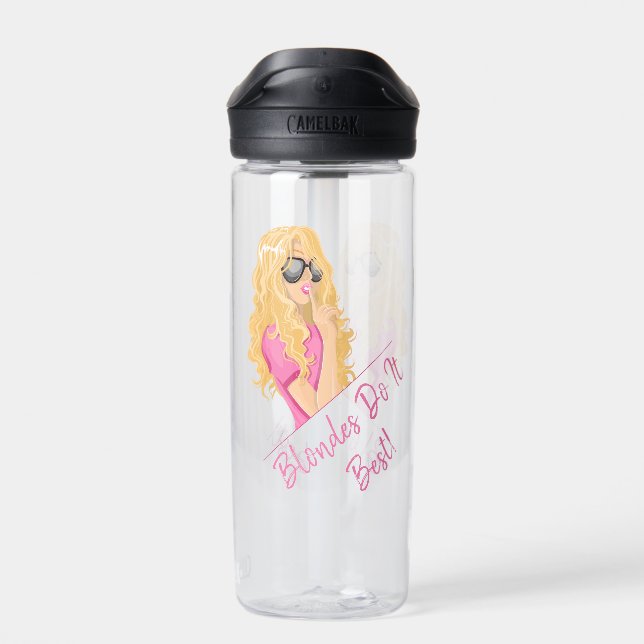 Blondes Do It Best! Personalized Text Water Bottle (Back)