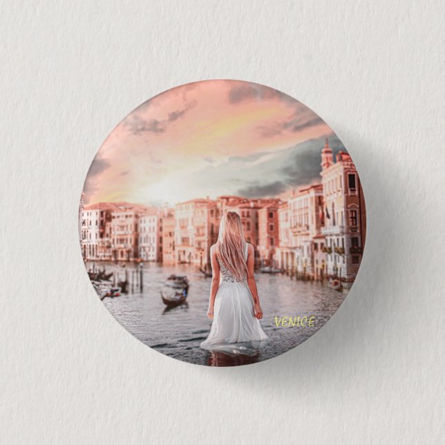 Blondie In Romantic Venice    1 Inch Round Button (Front)
