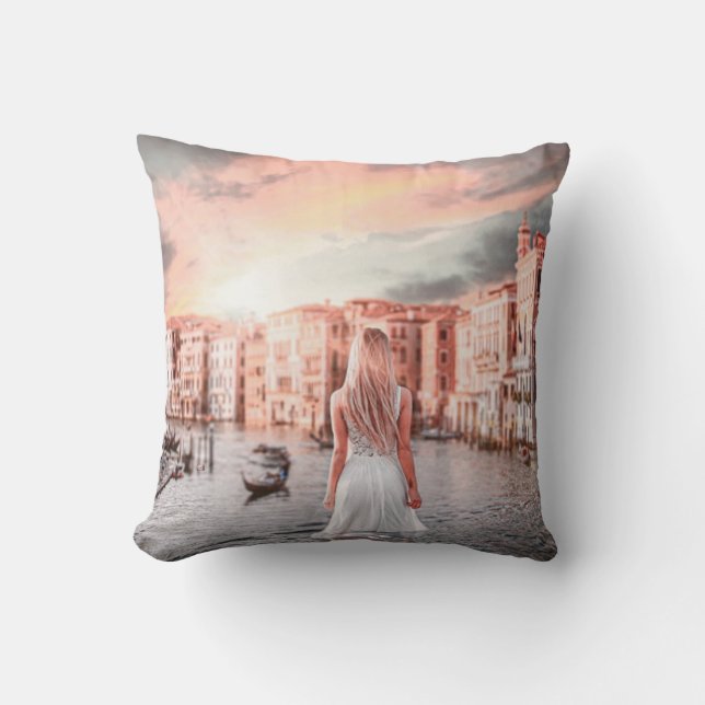 Blondie In Romantic Venice    Throw Pillow (Front)