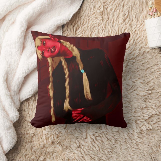 "Blonds Like Red" Portrait Of Alien Named "Red" Throw Pillow (Blanket)