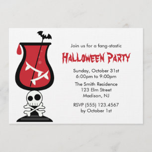 Blood and Fangs Halloween Party Invitation