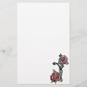 Blood and Roses Cross Stationery