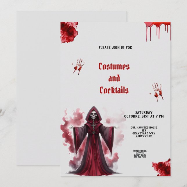  BLOOD AND SKETLON HALLOWEEN PARTY INVITATION (Front/Back)