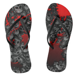Blood and skulls series #1 flip flops