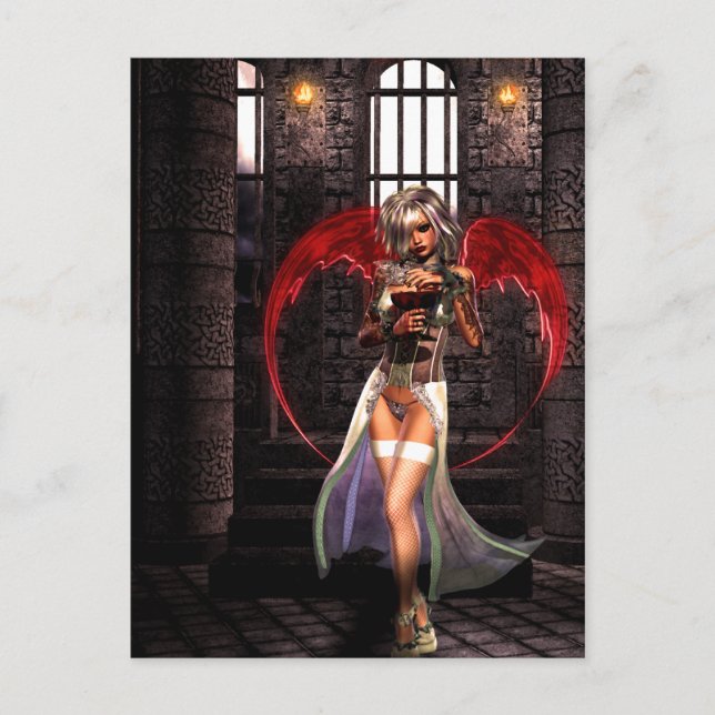 Blood Angel Gothic Girls™ Vampire Fantasy Signed M Postcard (Front)