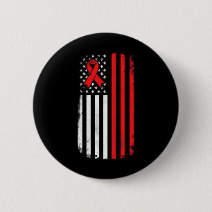 Blood Cancer Awareness American Flag  2 Inch Round Button