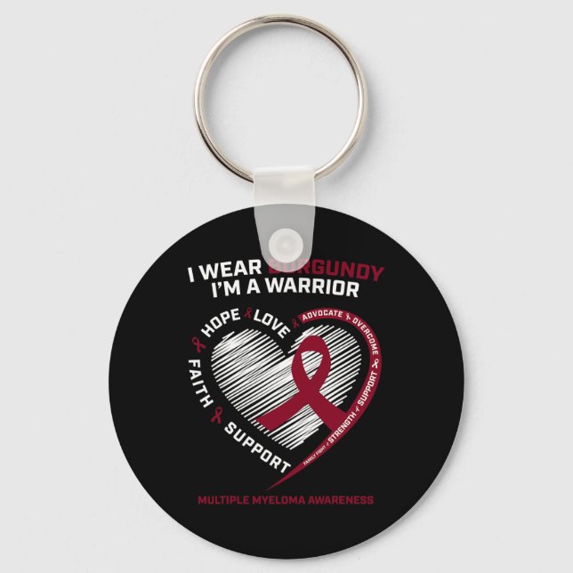 Blood Cancer Awareness Burgundy Multiple Myeloma W Keychain (Front)