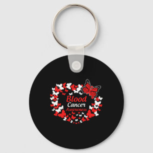 Blood Cancer Awareness Butterfly Apparel Red Ribbo Keychain
