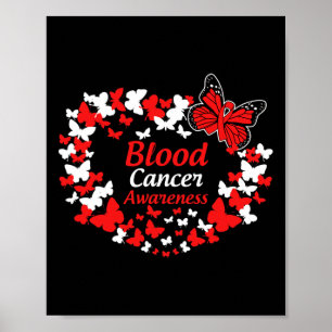 Blood Cancer Awareness Butterfly Apparel Red Ribbo Poster