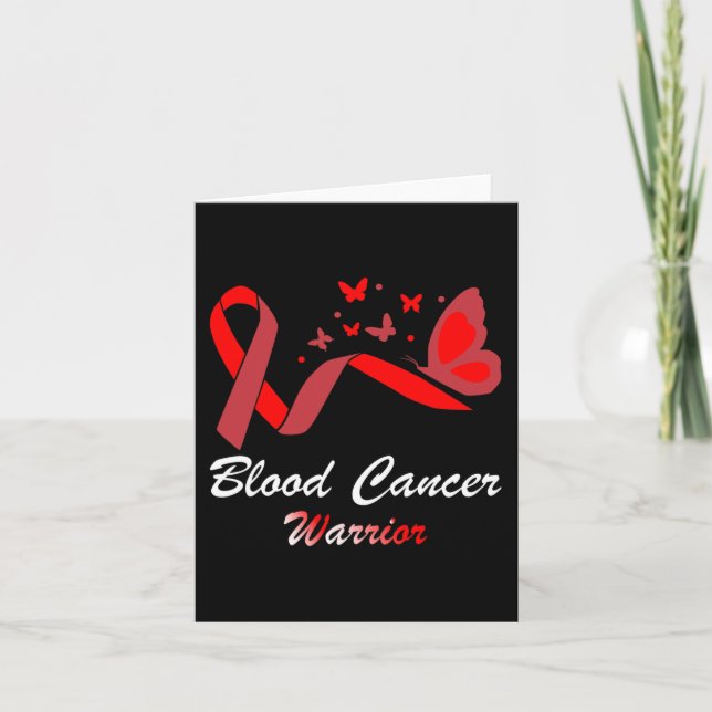 Blood Cancer Awareness Butterfly Red Ribbon Suppor Card (Front)