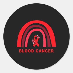 Blood Cancer Awareness Floral Red Ribbon Cute Rain Classic Round Sticker
