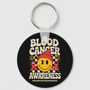 Blood Cancer Awareness Groovy Ribbon Blood Cancer Keychain
