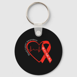 Blood Cancer Awareness Heart Ribbon Red Support Keychain