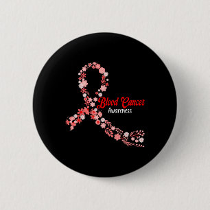 Blood Cancer Awareness Hippie Flower Red Ribbon Su 2 Inch Round Button