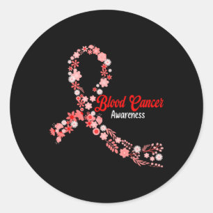Blood Cancer Awareness Hippie Flower Red Ribbon Su Classic Round Sticker