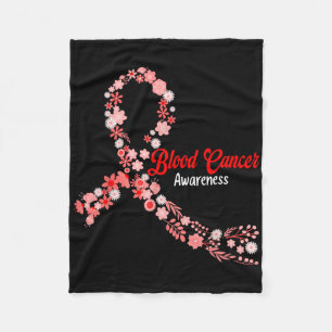 Blood Cancer Awareness Hippie Flower Red Ribbon Su Fleece Blanket