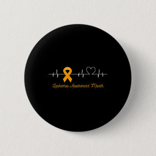 Blood Cancer Awareness Month Orange Ribbon Heartbe 2 Inch Round Button