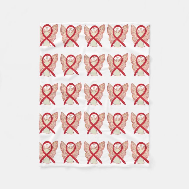 Blood Cancer Awareness Red Ribbon Chemo Blanket (Front)