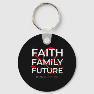 Blood Cancer Awareness Red Ribbon Faith Family Fut Keychain