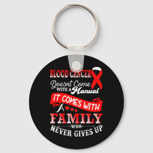 Blood Cancer Awareness Red Ribbon Family Support  Keychain