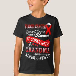 Blood Cancer Awareness Red Ribbon Grandma Support T-Shirt