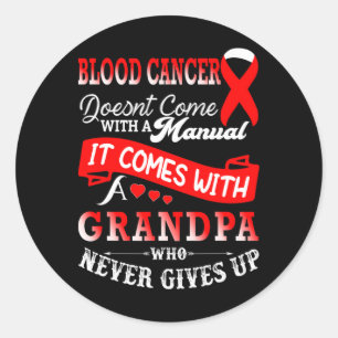 Blood Cancer Awareness Red Ribbon Grandpa Support Classic Round Sticker