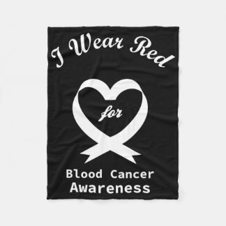 Blood Cancer Awareness Red Ribbon Support  Fleece Blanket