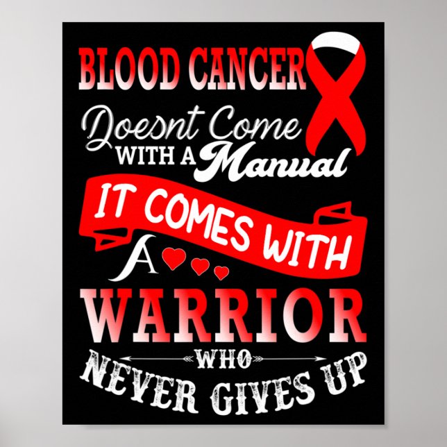 Blood Cancer Awareness Red Ribbon Warrior Support  Poster (Front)