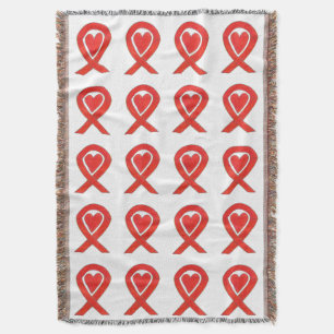 Blood Cancer Awareness Ribbon Art Throw Blankets