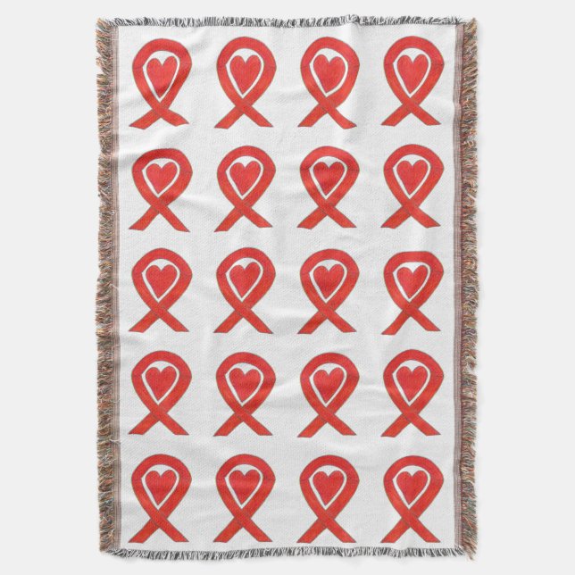 Blood Cancer Awareness Ribbon Art Throw Blankets (Front Vertical)