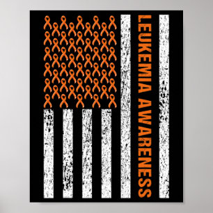 Blood Cancer Awareness Ribbon Orange Leukaemia Ame Poster