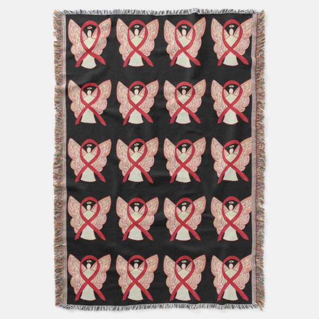 Blood Cancer Awareness Ribbon Throw Blankets (Front Vertical)